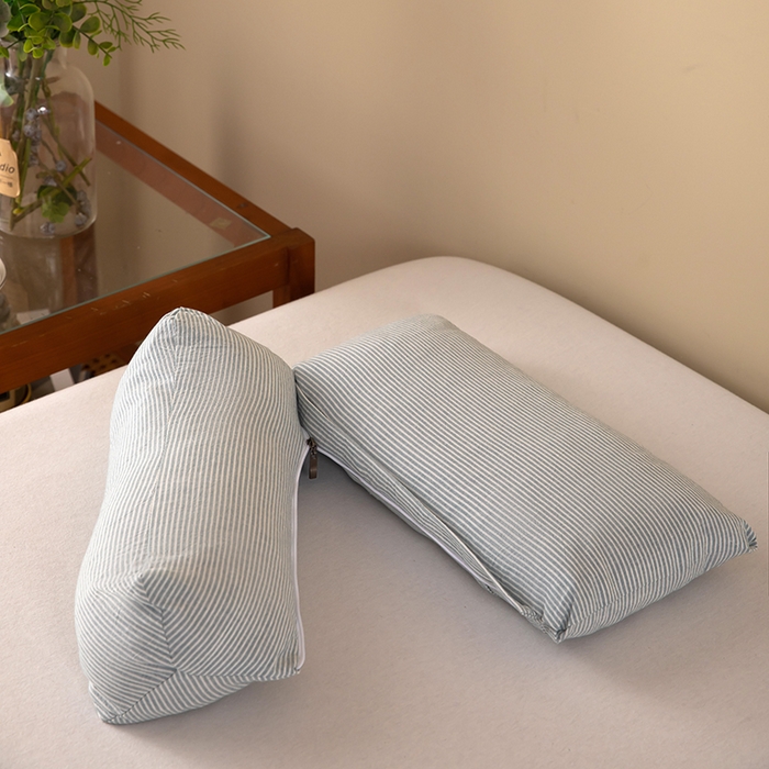 91家纺网 家纺一手货源 找家纺 九州2025新款三角牵引组合荞麦枕 蓝色一只