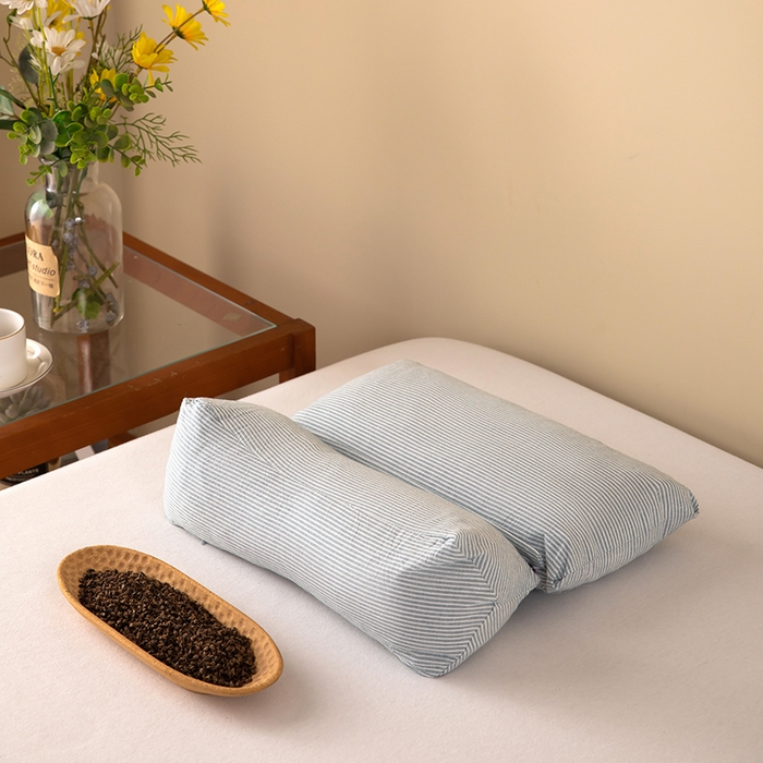 91家纺网 家纺一手货源 找家纺 九州2025新款三角牵引组合荞麦枕 蓝色一只