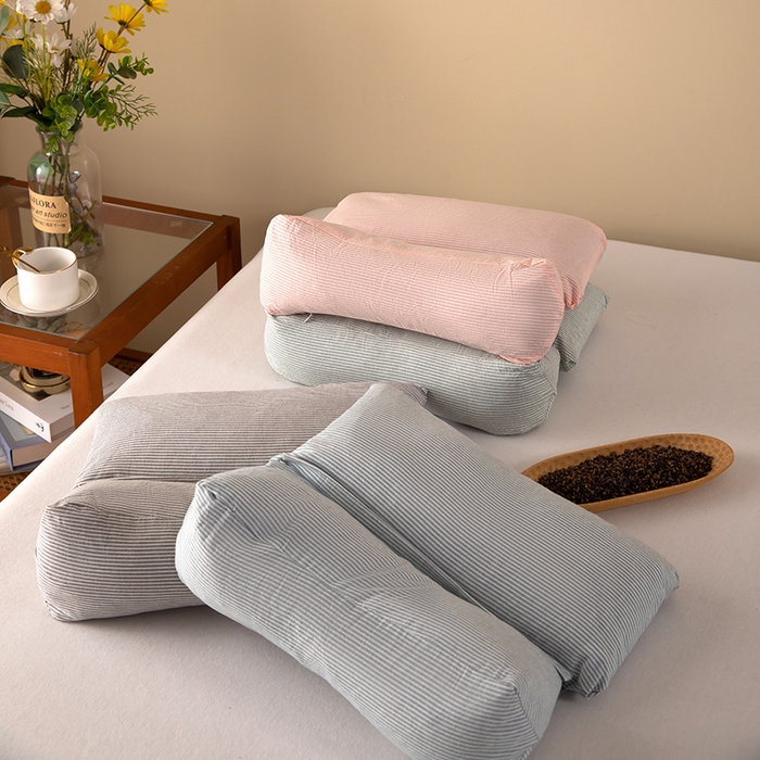 91家纺网 家纺一手货源 找家纺 九州2025新款三角牵引组合荞麦枕 灰色一对