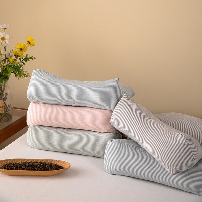 91家纺网 家纺一手货源 找家纺 九州2025新款三角牵引组合荞麦枕 蓝色一对