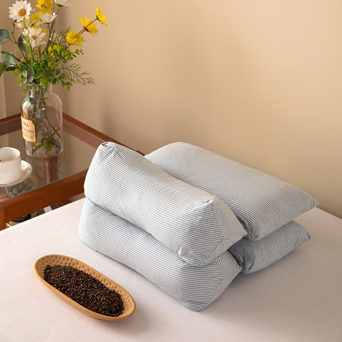 91家纺网 家纺一手货源 找家纺 九州2025新款三角牵引组合荞麦枕 蓝色一对