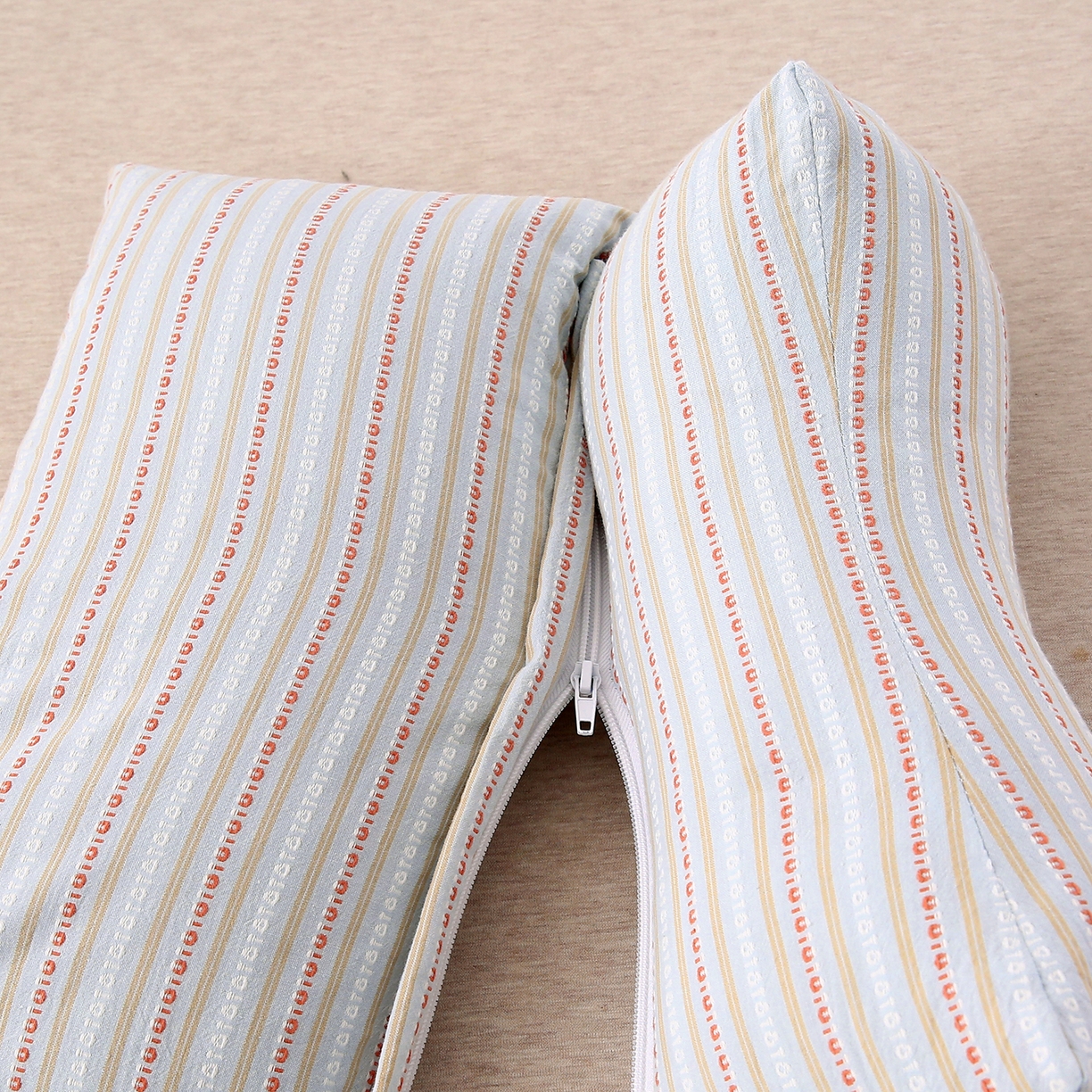 91家纺网 家纺一手货源 找家纺 珍贝家纺 2025新款全棉水洗棉条纹荞麦枕二合一组合枕牵引枕  枕头枕芯 二合一条纹荞麦-灰色/只 二合一荞麦枕