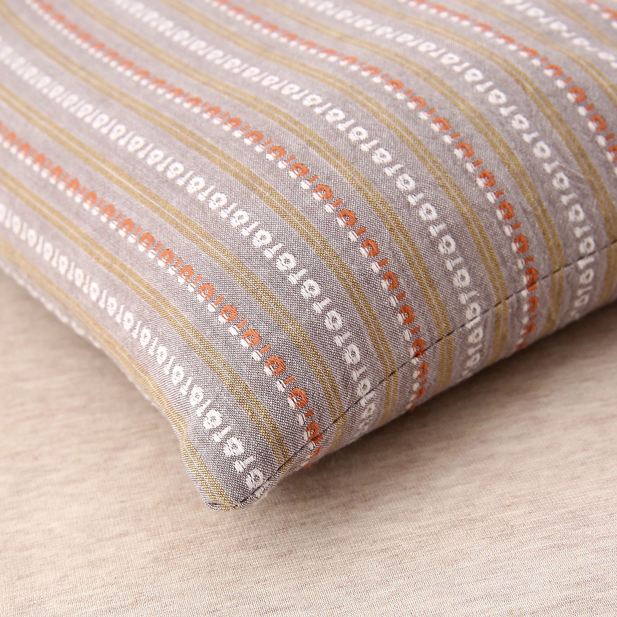 91家纺网 家纺一手货源 找家纺 珍贝家纺 2025新款全棉水洗棉条纹荞麦枕二合一组合枕牵引枕  枕头枕芯 二合一条纹荞麦-咖色/只 二合一荞麦枕