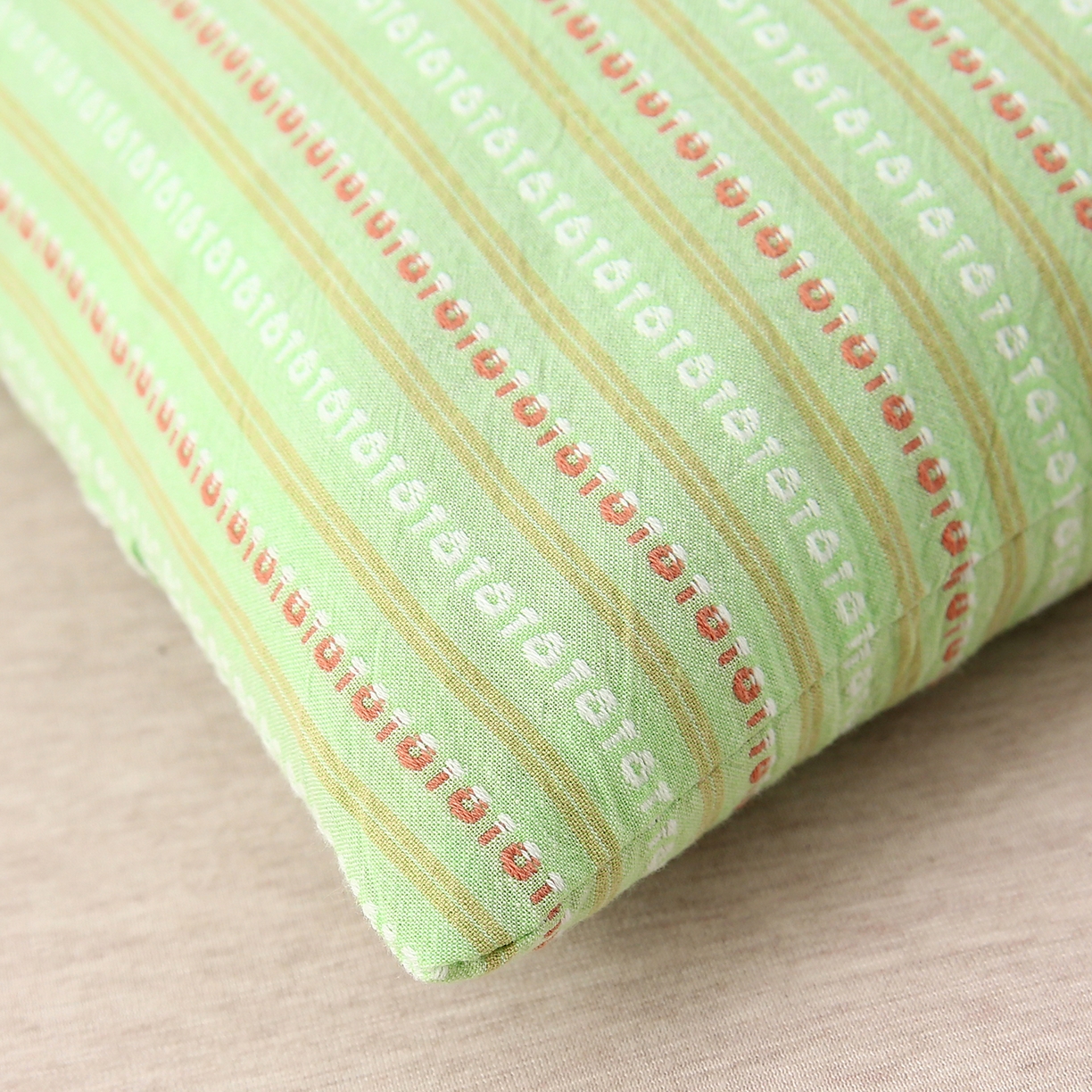 91家纺网 家纺一手货源 找家纺 珍贝家纺 2025新款全棉水洗棉条纹荞麦枕二合一组合枕牵引枕  枕头枕芯 二合一条纹荞麦-绿色/只 二合一荞麦枕