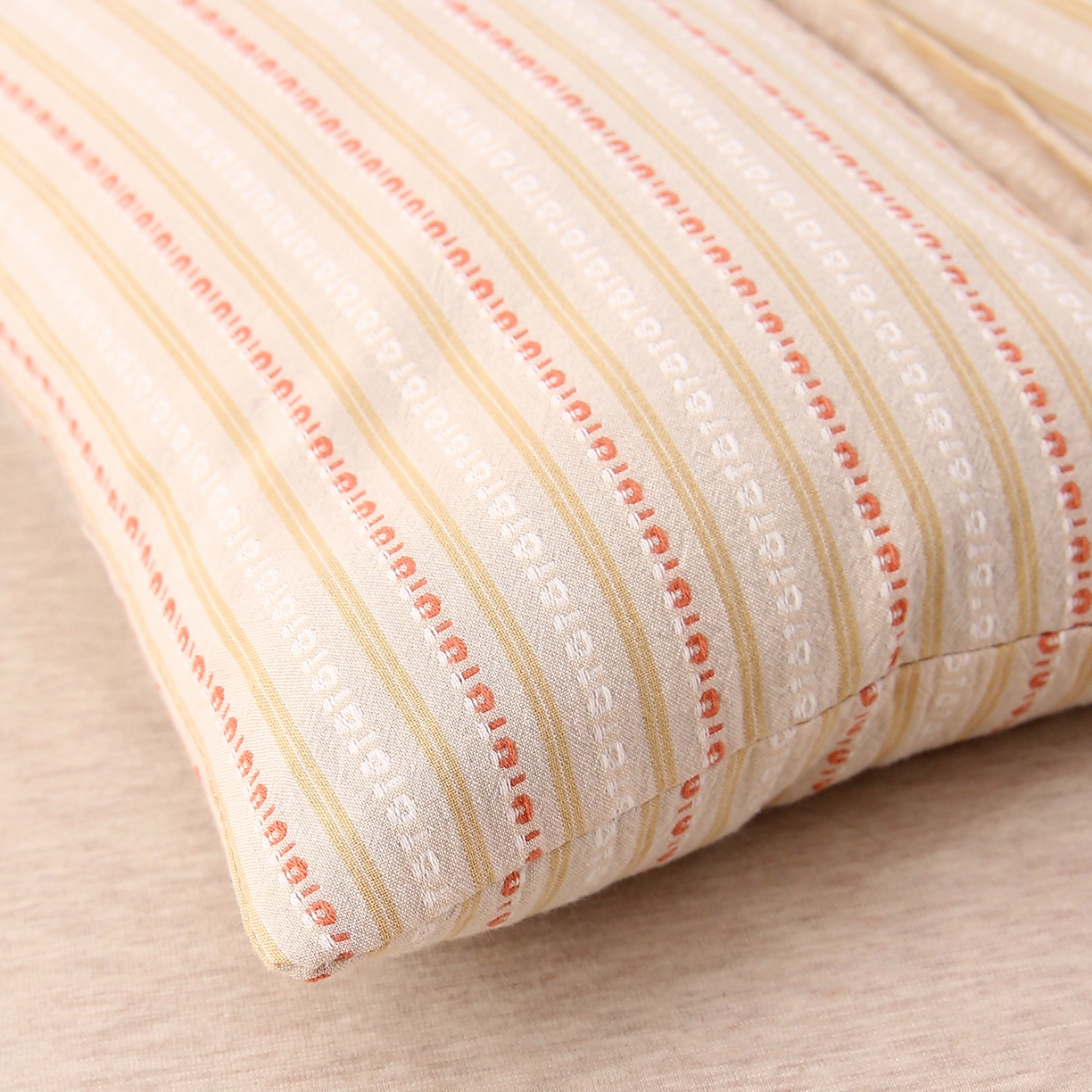 91家纺网 家纺一手货源 找家纺 珍贝家纺 2025新款全棉水洗棉条纹荞麦枕二合一组合枕牵引枕  枕头枕芯 二合一条纹荞麦-米色/只 二合一荞麦枕