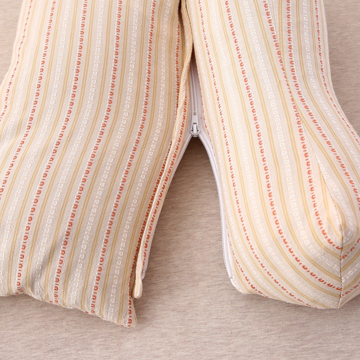 91家纺网 家纺一手货源 找家纺 珍贝家纺 2025新款全棉水洗棉条纹荞麦枕二合一组合枕牵引枕  枕头枕芯 二合一条纹荞麦-米色/只 二合一荞麦枕