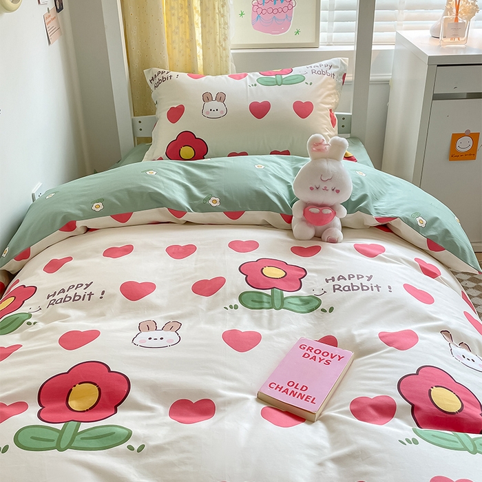 91家纺网 家纺一手货源 找家纺 金鑫汇家纺 2025新款印花花型-学生上下铺三件套 初暖