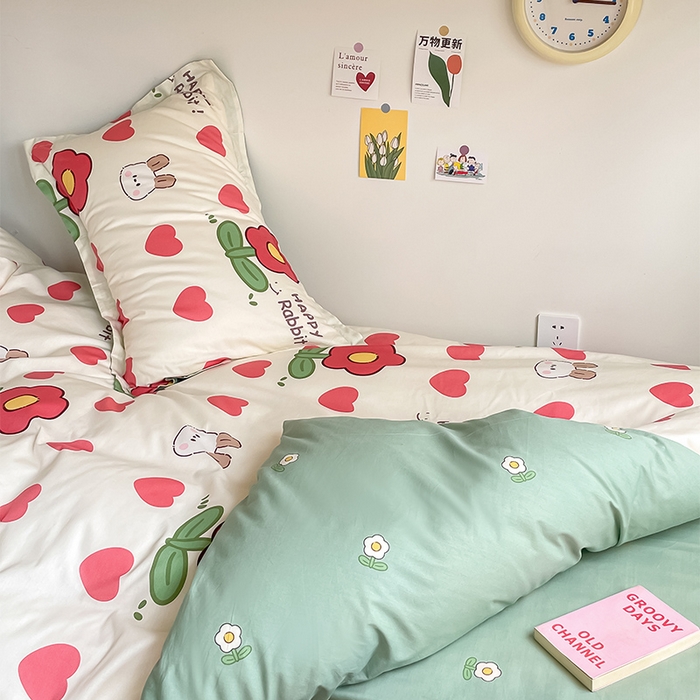 91家纺网 家纺一手货源 找家纺 金鑫汇家纺 2025新款印花花型-学生上下铺三件套 初暖