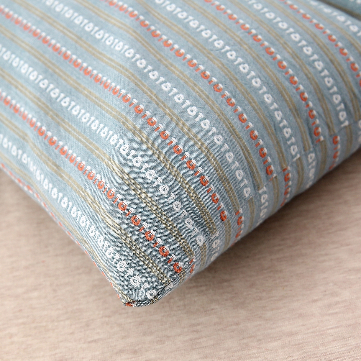 91家纺网 家纺一手货源 找家纺 珍贝家纺 2025新款全棉水洗棉条纹荞麦枕二合一组合枕牵引枕  枕头枕芯 二合一条纹荞麦-蓝色/对 二合一荞麦枕