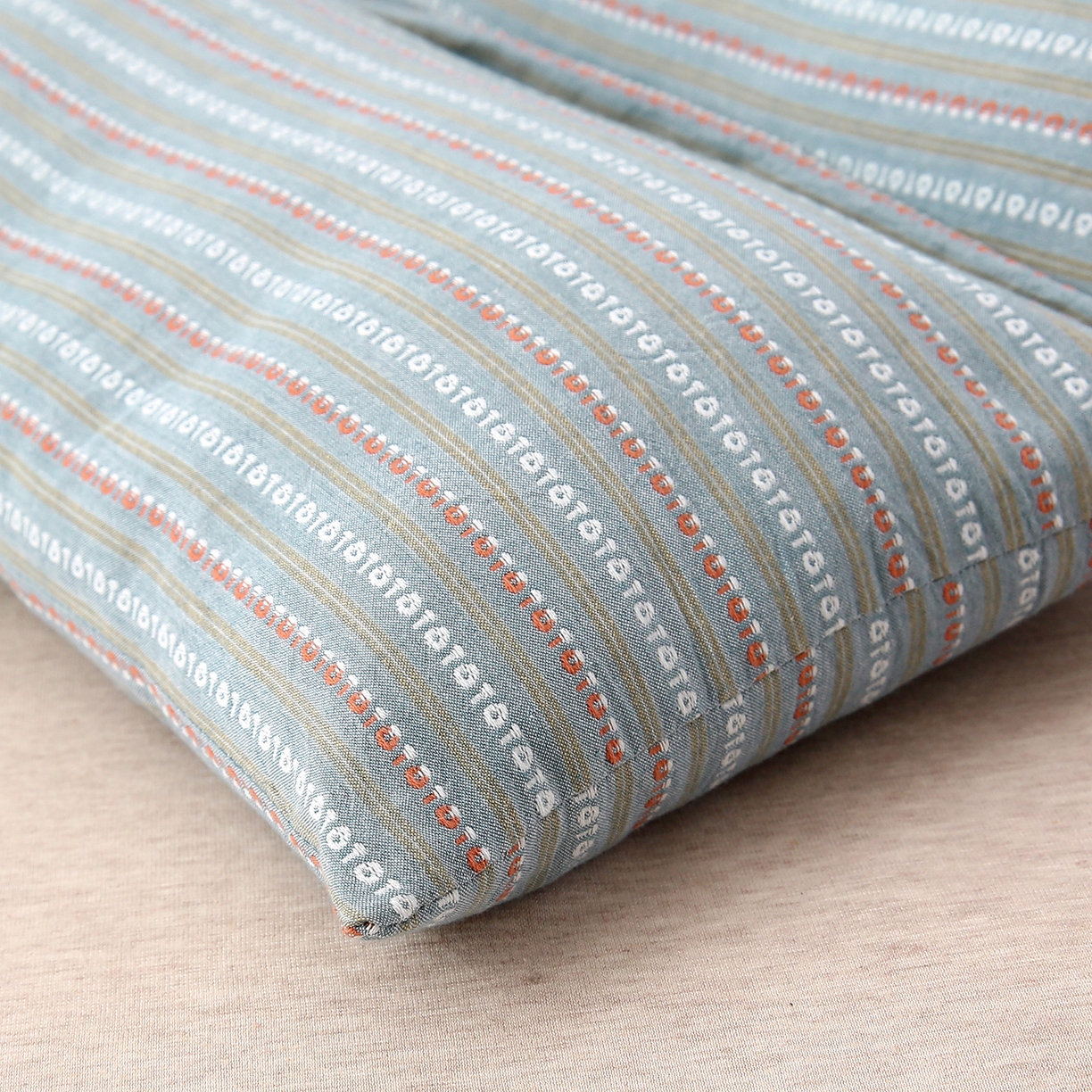 91家纺网 家纺一手货源 找家纺 珍贝家纺 2025新款全棉水洗棉条纹荞麦枕二合一组合枕牵引枕  枕头枕芯 二合一条纹荞麦-蓝色/对 二合一荞麦枕