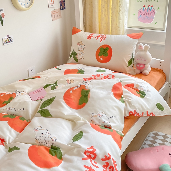 91家纺网 家纺一手货源 找家纺 金鑫汇家纺 2025新款印花花型-学生上下铺三件套 发财兔