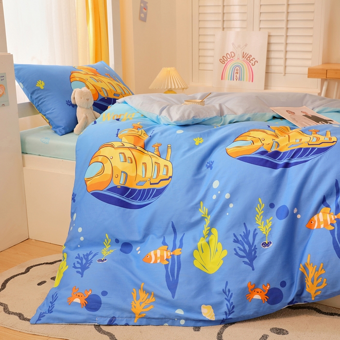 91家纺网 家纺一手货源 找家纺 金鑫汇家纺 2025新款印花花型-学生上下铺三件套 海底探秘