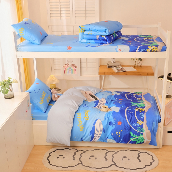 金鑫汇家纺 2025新款印花花型-学生上下铺三件套 海族馆