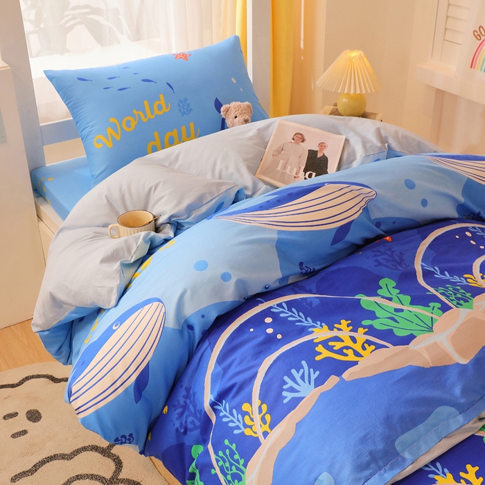 91家纺网 家纺一手货源 找家纺 金鑫汇家纺 2025新款印花花型-学生上下铺三件套 海族馆