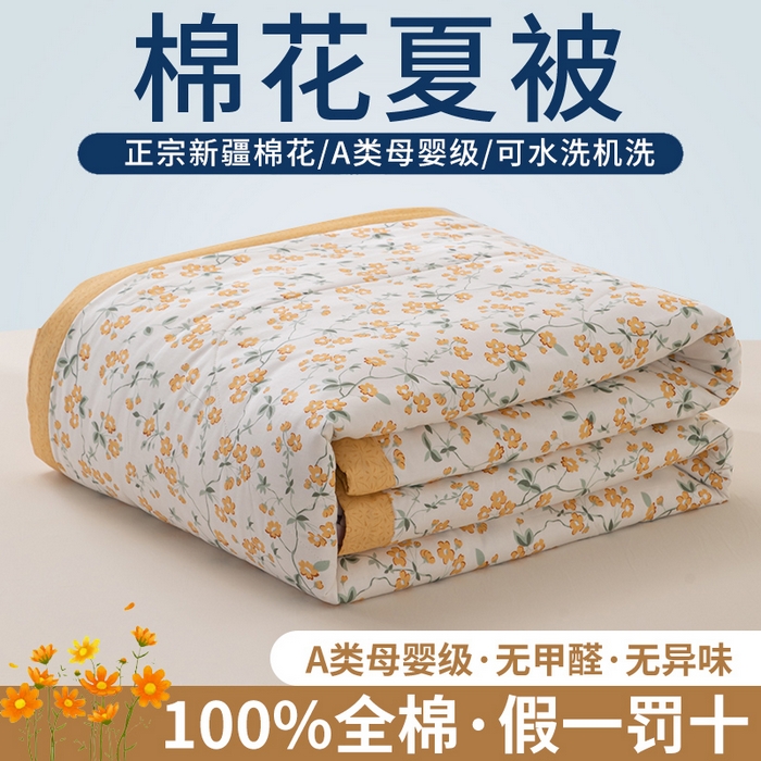 91家纺网 家纺一手货源 找家纺 小叮当家纺仓储工厂店 （提供买家秀 爆款花型 不断货）2025新款全棉A类印花纯棉花夏被可机洗空调被 春风拂面