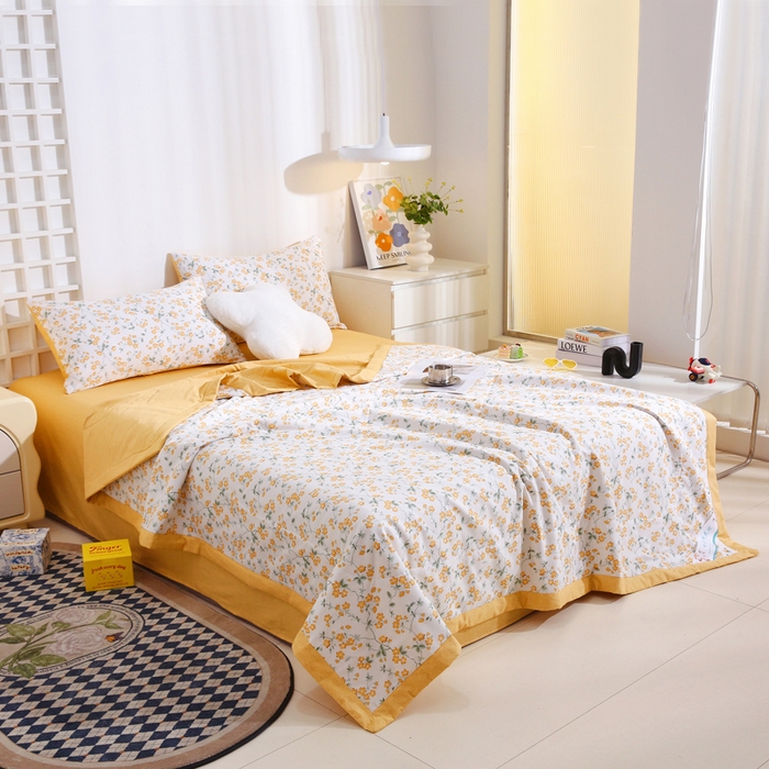 91家纺网 家纺一手货源 找家纺 小叮当家纺仓储工厂店 （提供买家秀 爆款花型 不断货）2025新款全棉A类印花纯棉花夏被可机洗空调被 春风拂面