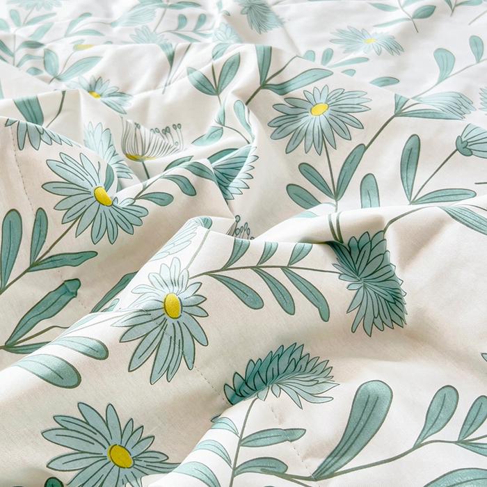 91家纺网 家纺一手货源 找家纺 小叮当家纺仓储工厂店 （提供买家秀 爆款花型 不断货）2025新款全棉A类印花纯棉花夏被可机洗空调被 风铃蓝