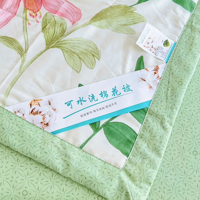 91家纺网 家纺一手货源 找家纺 小叮当家纺仓储工厂店 （提供买家秀 爆款花型 不断货）2025新款全棉A类印花纯棉花夏被可机洗空调被 花之恋-米