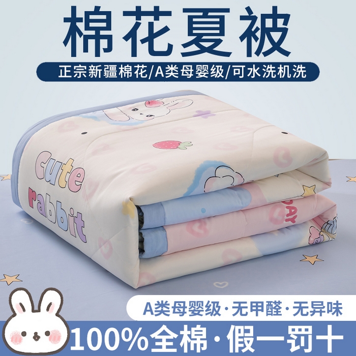 小叮当家纺仓储工厂店 （提供买家秀 爆款花型 不断货）2025新款全棉A类印花纯棉花夏被可机洗空调被 机灵兔熊