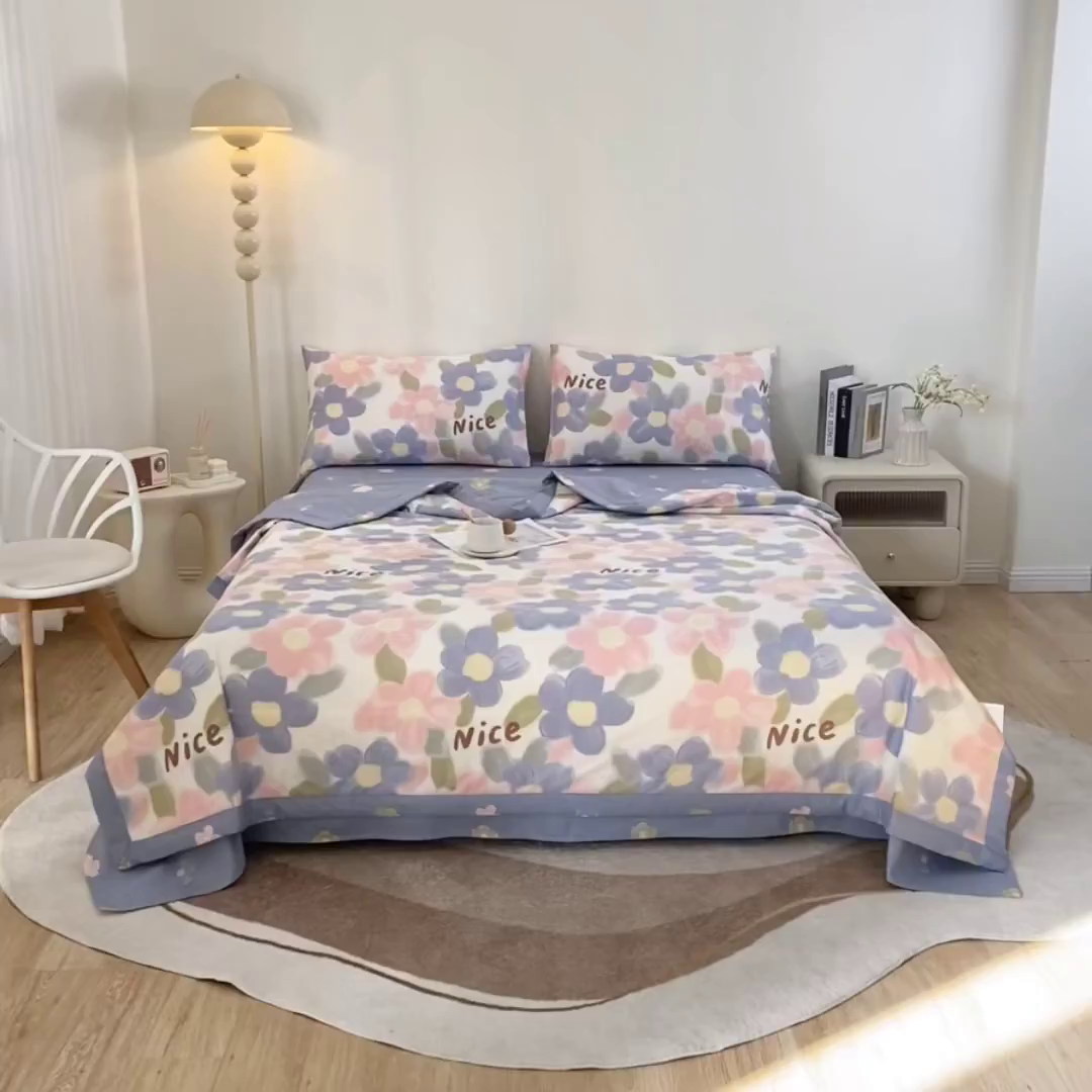 91家纺网 家纺一手货源 找家纺 小叮当家纺仓储工厂店 （提供买家秀 爆款花型 不断货）2025新款全棉A类印花纯棉花夏被可机洗空调被 蓝海晨光