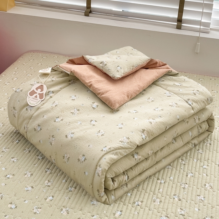 小叮当家纺仓储工厂店 （提供买家秀 爆款花型 不断货）2025新款云感双层纱床盖 茶野