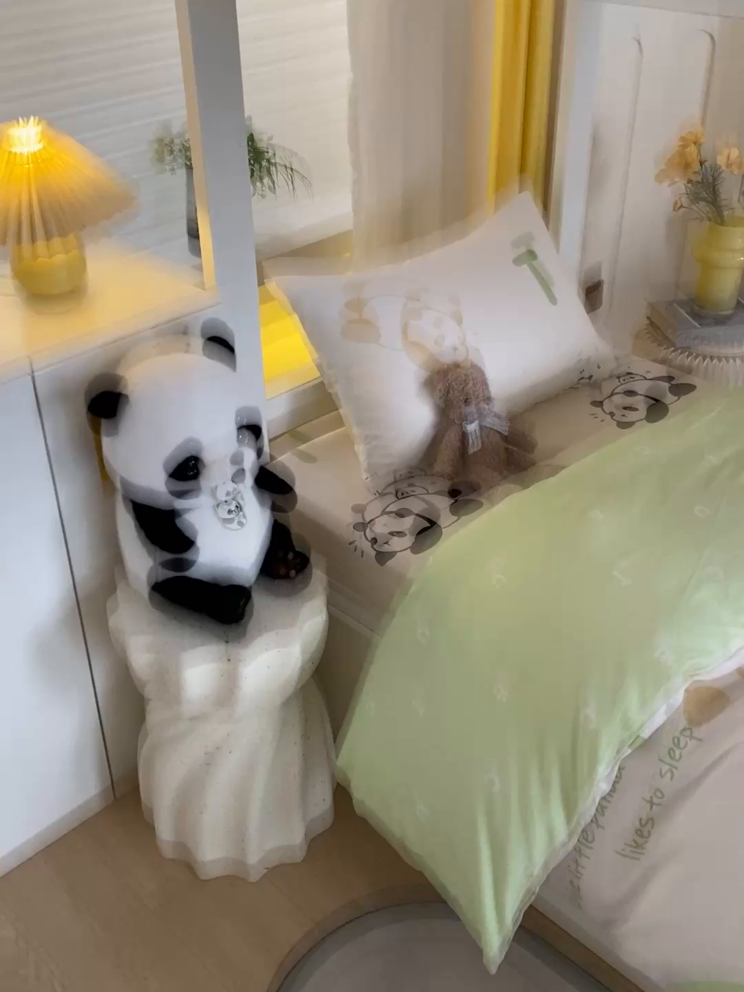 91家纺网 家纺一手货源 找家纺 金鑫汇家纺 2025新款印花花型-学生上下铺三件套 可爱熊猫