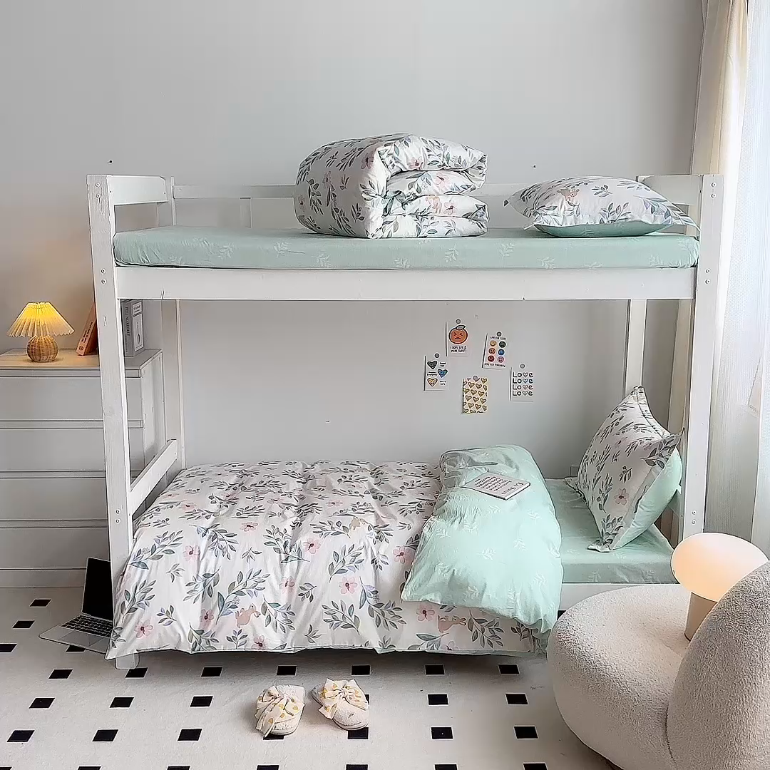 91家纺网 家纺一手货源 找家纺 金鑫汇家纺 2025新款印花花型-学生上下铺三件套 莫妮卡