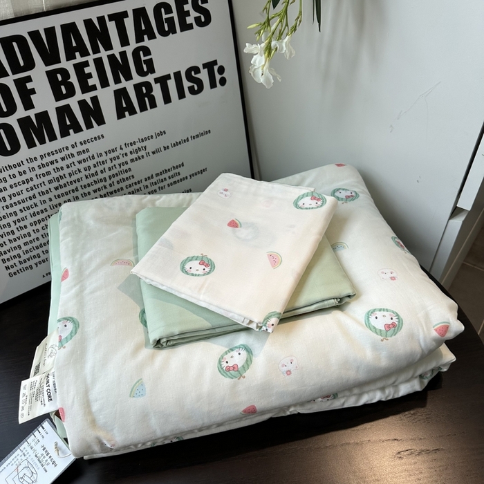 91家纺网 家纺一手货源 找家纺 麦伦家居 2025春夏新款冰纱夏被夏凉被空调被系列二 西瓜猫