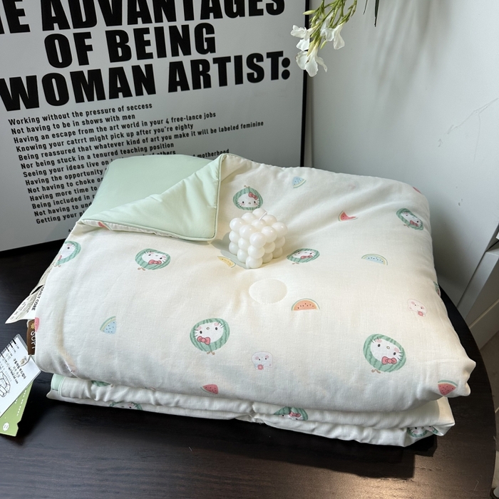 91家纺网 家纺一手货源 找家纺 麦伦家居 2025春夏新款冰纱夏被夏凉被空调被系列二 西瓜猫