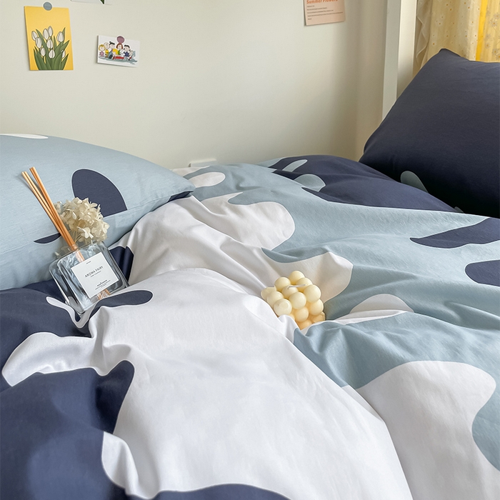 91家纺网 家纺一手货源 找家纺 金鑫汇家纺 2025新款印花花型-学生上下铺三件套 奶油蓝