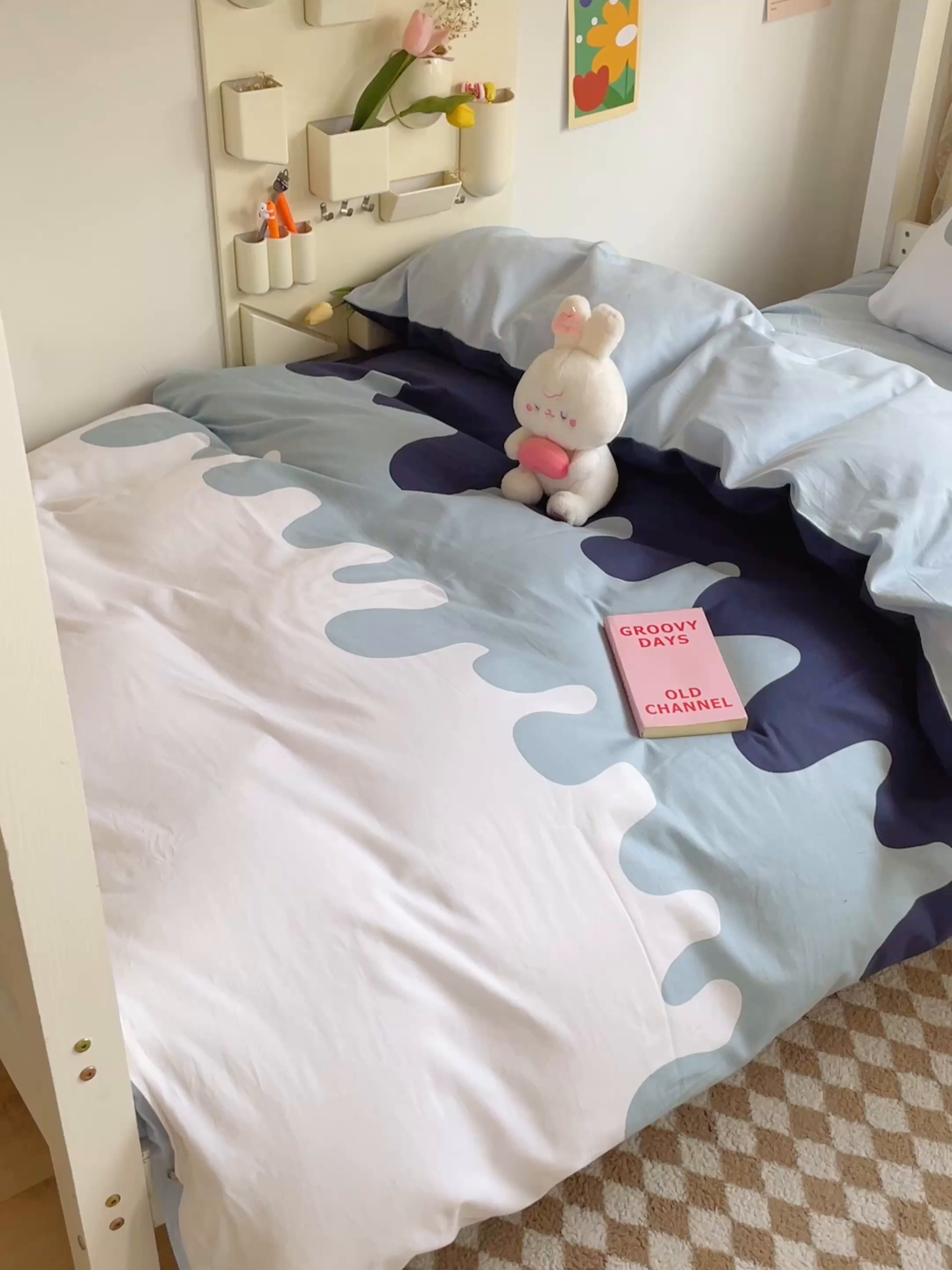 91家纺网 家纺一手货源 找家纺 金鑫汇家纺 2025新款印花花型-学生上下铺三件套 奶油蓝