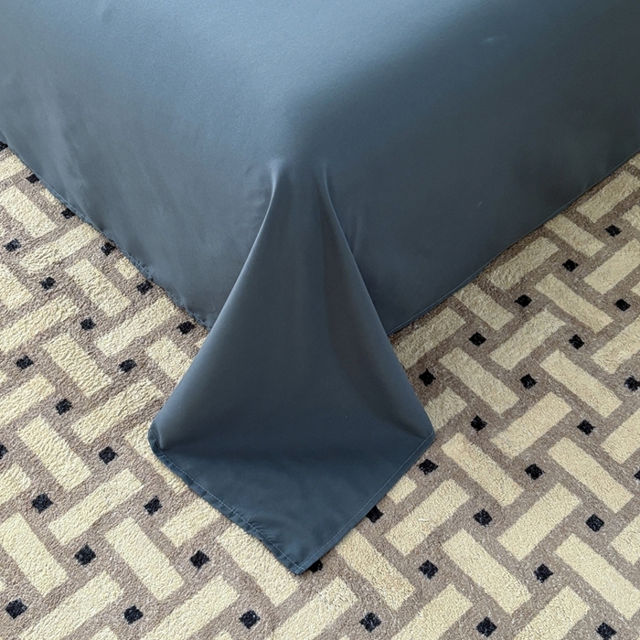 91家纺网 家纺一手货源 找家纺 百花王 2025新款亲肤舒适简约纯色水洗棉四件套 宝蓝灰