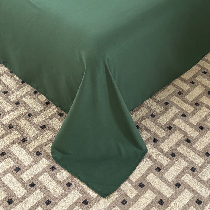 91家纺网 家纺一手货源 找家纺 百花王 2025新款亲肤舒适简约纯色水洗棉四件套 豆绿牛乳