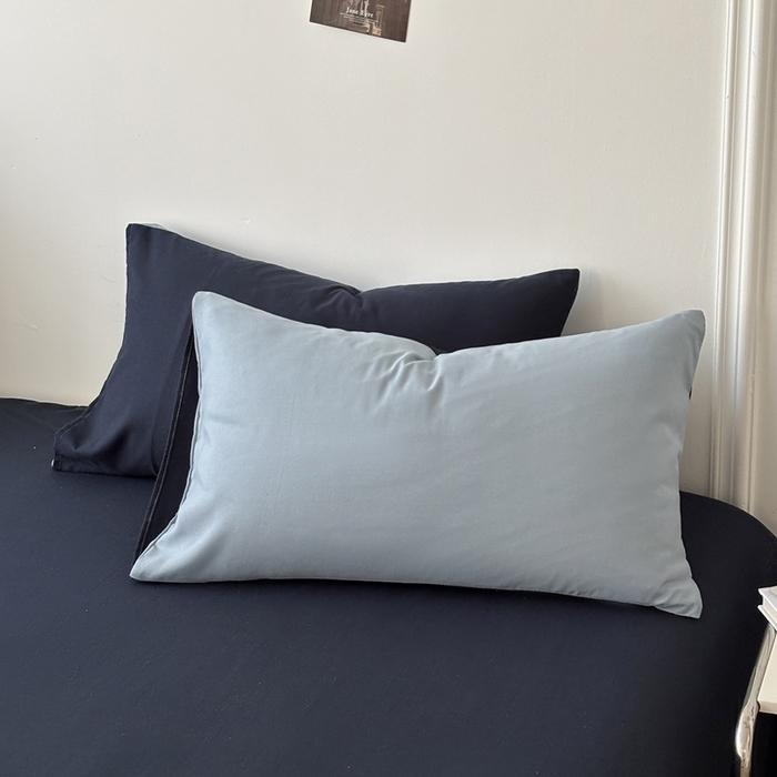 91家纺网 家纺一手货源 找家纺 百花王 2025新款亲肤舒适简约纯色水洗棉四件套 洛克浅蓝