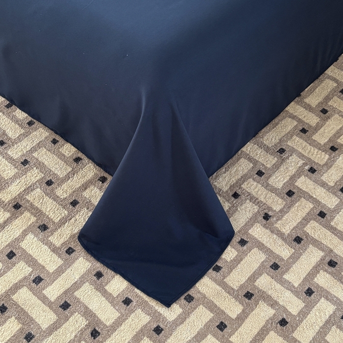 91家纺网 家纺一手货源 找家纺 百花王 2025新款亲肤舒适简约纯色水洗棉四件套 洛克浅蓝