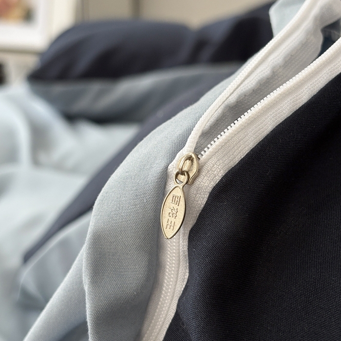 91家纺网 家纺一手货源 找家纺 百花王 2025新款亲肤舒适简约纯色水洗棉四件套 洛克浅蓝