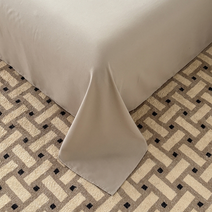 91家纺网 家纺一手货源 找家纺 百花王 2025新款亲肤舒适简约纯色水洗棉四件套 抹茶卡其