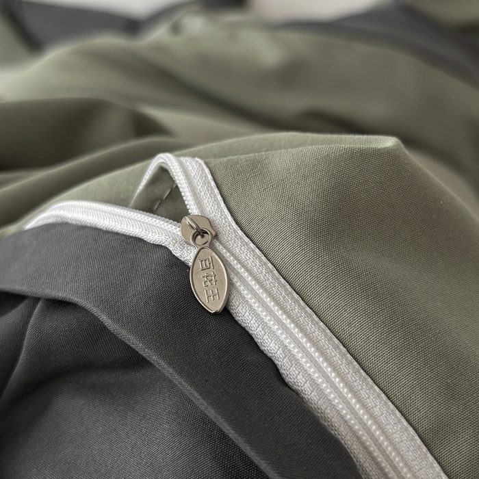 91家纺网 家纺一手货源 找家纺 百花王 2025新款亲肤舒适简约纯色水洗棉四件套 抹茶深灰