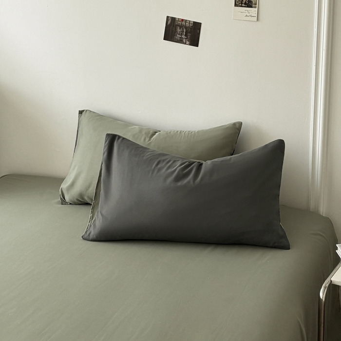 91家纺网 家纺一手货源 找家纺 百花王 2025新款亲肤舒适简约纯色水洗棉四件套 抹茶深灰