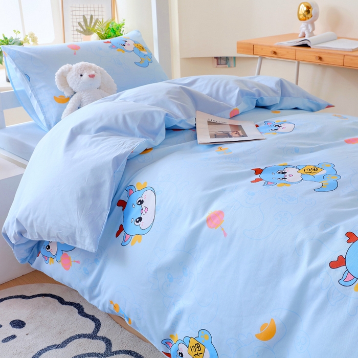 91家纺网 家纺一手货源 找家纺 金鑫汇家纺 2025新款印花花型-学生上下铺三件套 瑞龙送福