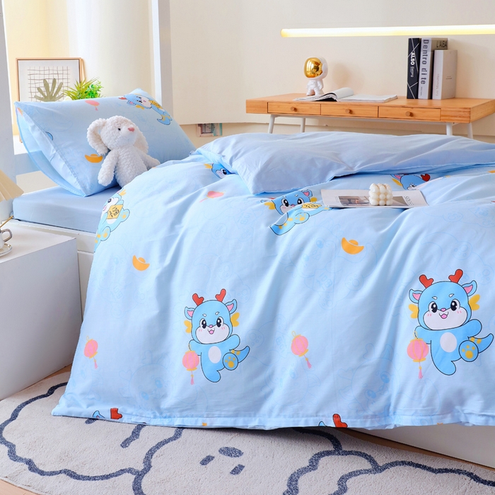 91家纺网 家纺一手货源 找家纺 金鑫汇家纺 2025新款印花花型-学生上下铺三件套 瑞龙送福