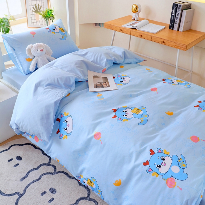 91家纺网 家纺一手货源 找家纺 金鑫汇家纺 2025新款印花花型-学生上下铺三件套 瑞龙送福