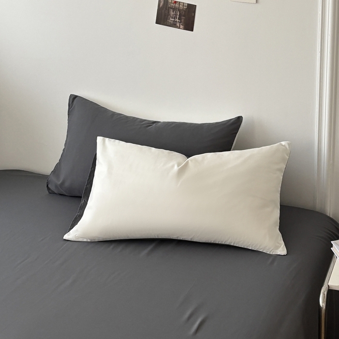 91家纺网 家纺一手货源 找家纺 百花王 2025新款亲肤舒适简约纯色水洗棉四件套 奶白灰