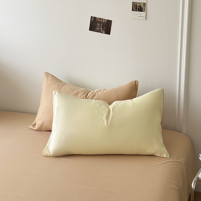 91家纺网 家纺一手货源 找家纺 百花王 2025新款亲肤舒适简约纯色水洗棉四件套 奶茶芝士