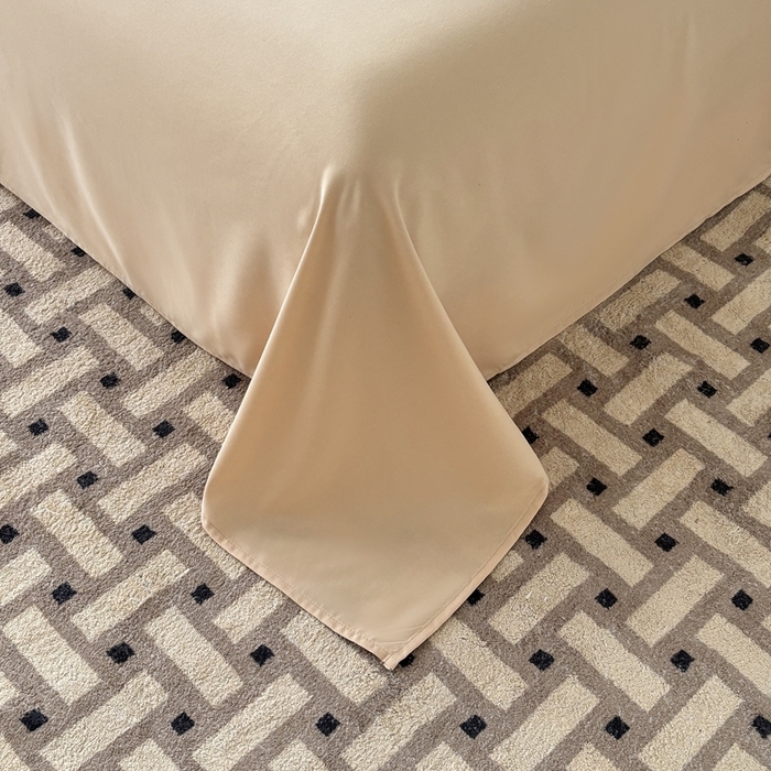 91家纺网 家纺一手货源 找家纺 百花王 2025新款亲肤舒适简约纯色水洗棉四件套 奶茶芝士