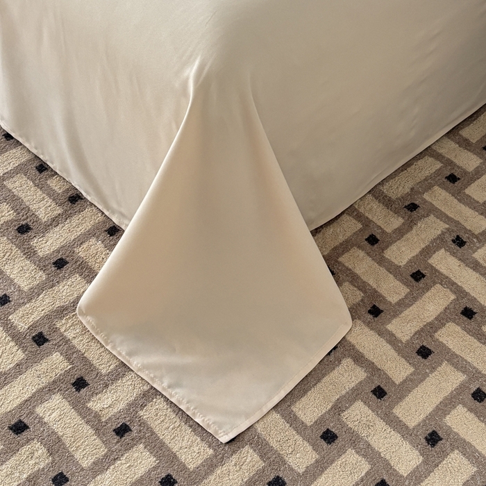 91家纺网 家纺一手货源 找家纺 百花王 2025新款亲肤舒适简约纯色水洗棉四件套 炭烤起司