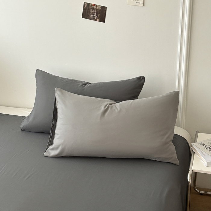 91家纺网 家纺一手货源 找家纺 百花王 2025新款亲肤舒适简约纯色水洗棉四件套 雾霾灰