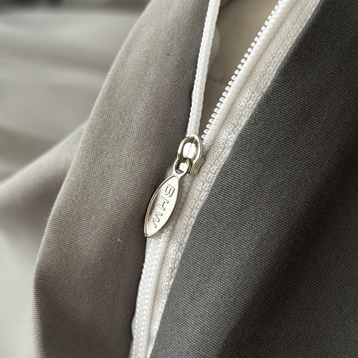 91家纺网 家纺一手货源 找家纺 百花王 2025新款亲肤舒适简约纯色水洗棉四件套 雾霾灰