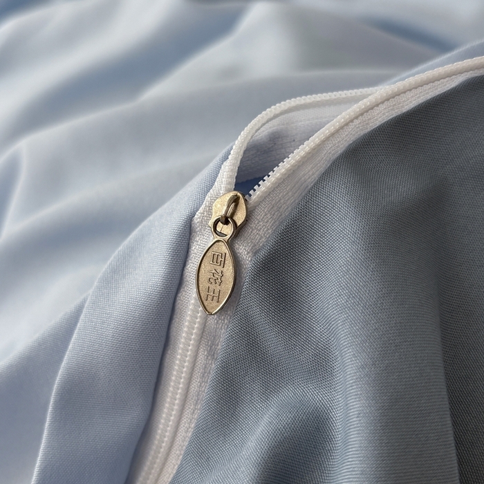 91家纺网 家纺一手货源 找家纺 百花王 2025新款亲肤舒适简约纯色水洗棉四件套 月光雾蓝