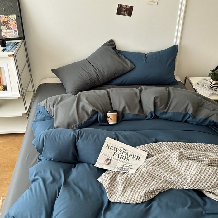 91家纺网 家纺一手货源 找家纺 （总）百花王 2025新款亲肤舒适简约纯色水洗棉四件套